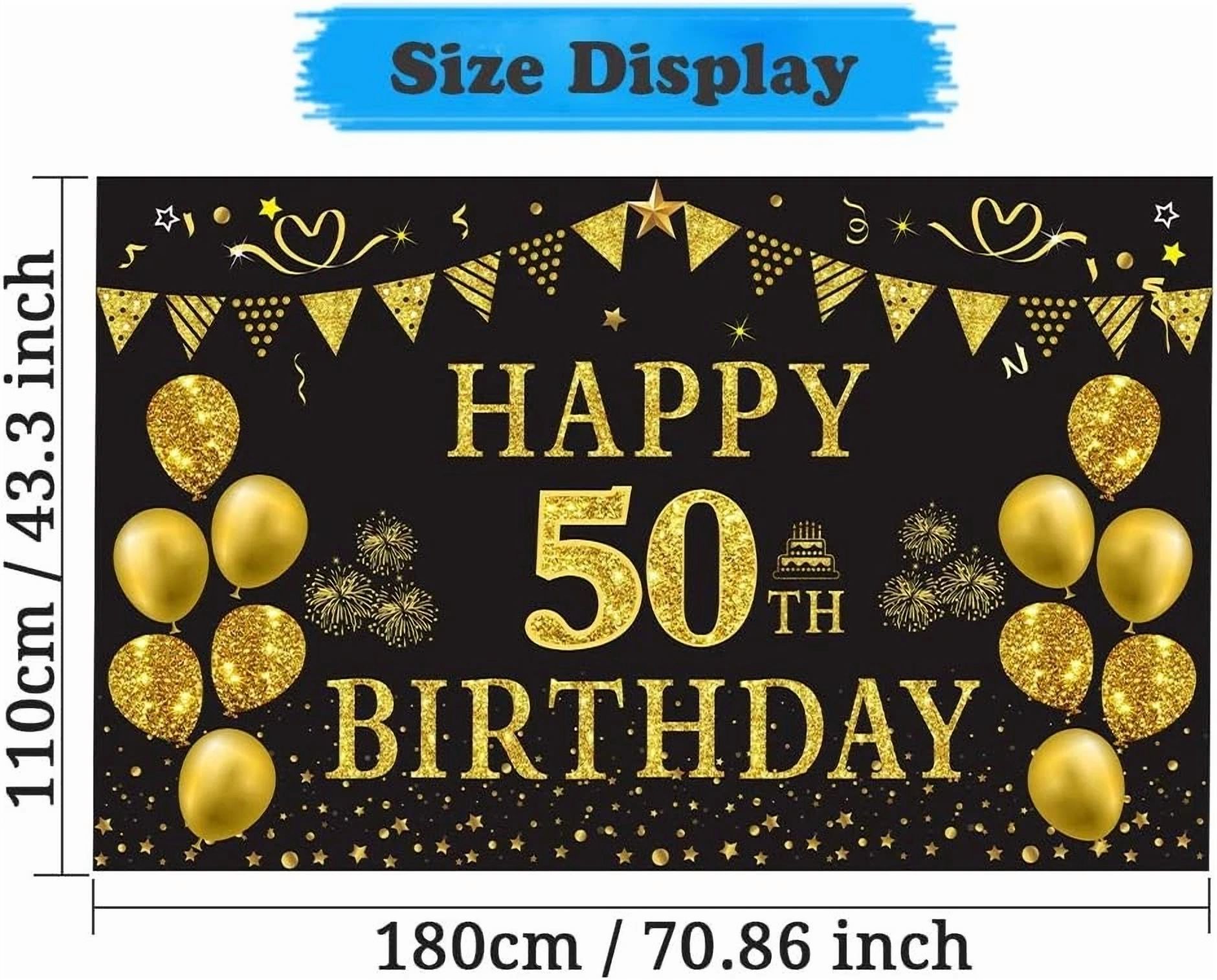 BUTTERFLY- Trgowaul 50Th Birthday Backdrop Black Gold 43.3"L X 70.8"W