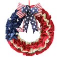 thumbnail image 2 of 4th of July Burlap Wreath - Rustic Patriotic Door Hanger with Red, White, and Blue Bow - Memorial Day and Independence Day Decor, 2 of 7