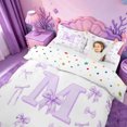 thumbnail image 3 of meiyoeat Ribbon Bowknot Monogrammed M Bedding,Watercolor Coquette Letter Design Duvet Cover Full For Girl,Reversible,3 Pieces,1 Duvet Cover and 2 Pillowcases, 3 of 6