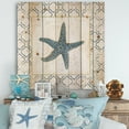 thumbnail image 2 of Designart 'Navy Starfish with Gold' Nautical & Coastal Print on Natural Pine Wood, 2 of 3
