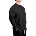 thumbnail image 3 of HAOTAGS Men's Pullover Sweatshirts with Button Long Sleeve Cotton Sweatshirt Top Black Size XL, 3 of 6