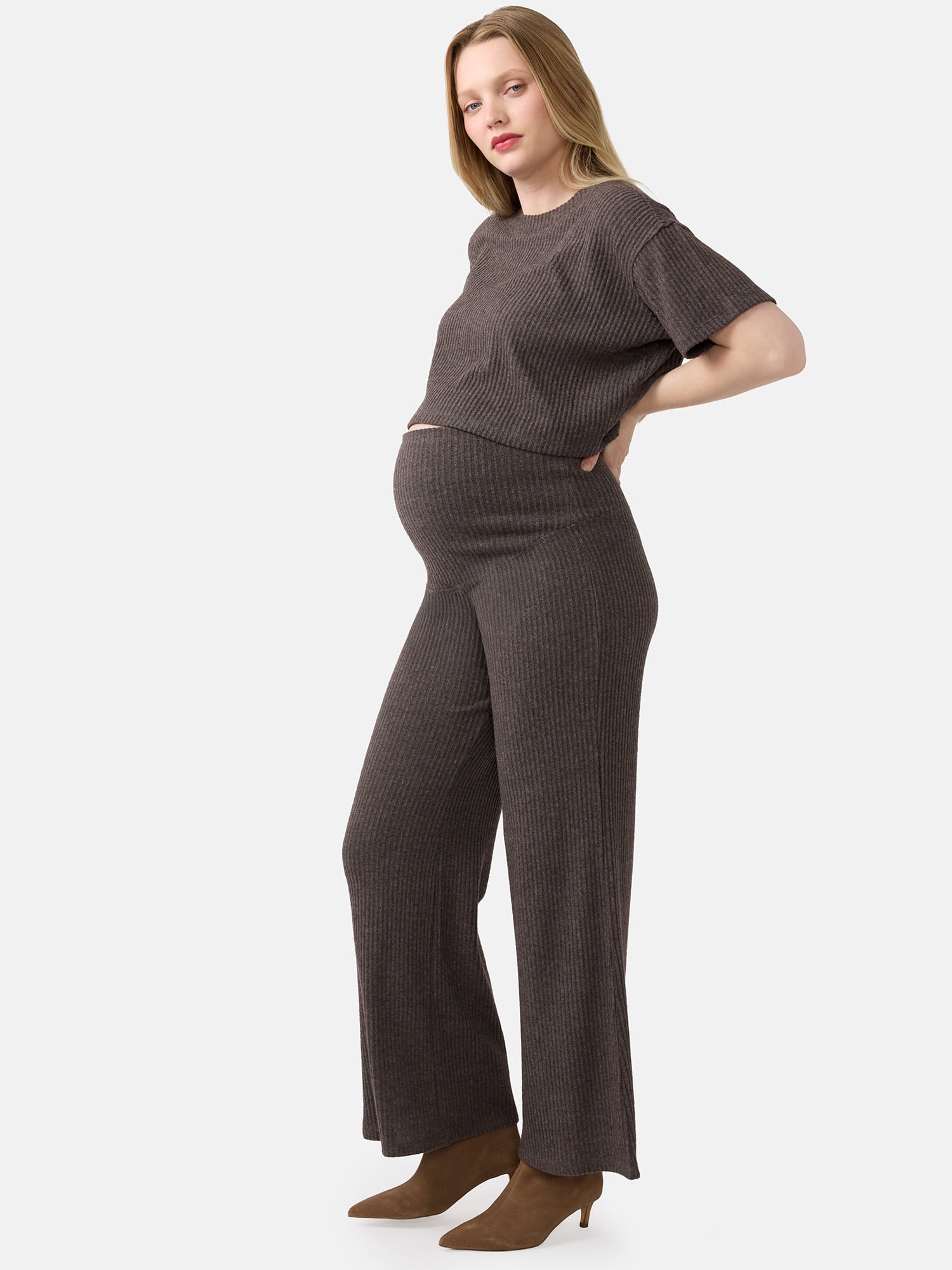 Ingrid & Isabel For Every Belly Women's Maternity Ribbed Pants, 29'' Inseam, Sizes S-XXL