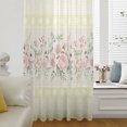 thumbnail image 4 of Pink Flowers Sheer Curtains 96 Inches Long, Farmhouse Botanical Floral Boho Striped Light Filering Curtains, Privacy Drapes Simi Floor to Veiling Curtain for Living Room Bedroom Window Treatment, 4 of 9