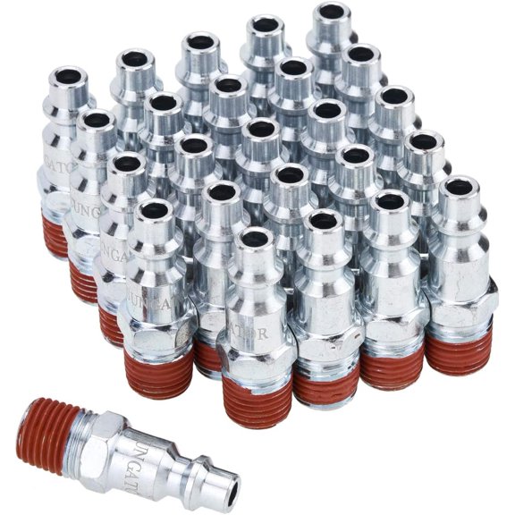 25-Pack 1/4 Inch Air Hose Fittings, 1/4'' Male NPT Industrial Plugs Kit, 1/4 Inch Quick Connect Air Line Hose Fittings, 1/4'' Industrial Hose Repair Plugs Kit for Comressor, Auto Shop