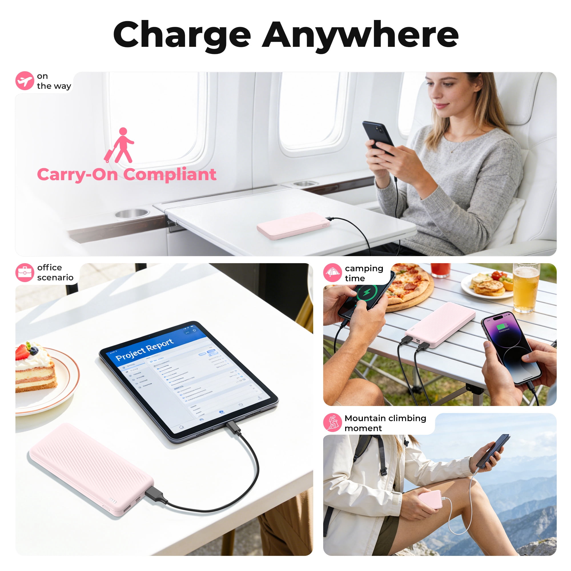 Yelomin 20000 mAh Portable Charger, Lightweight Power Bank, Black