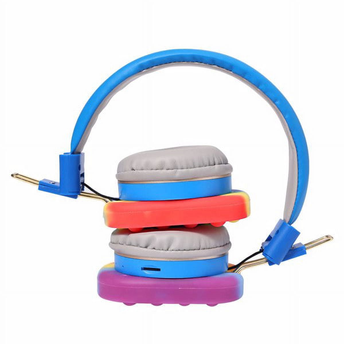 Cat Ear Headphones Kids Toy Headset, Wireless Bluetooth Headphone Pop Bubble On-Ear Headphone Fidget Toy Rainbow Color Fidget Headset for Children Adults (Blue-Lighted)