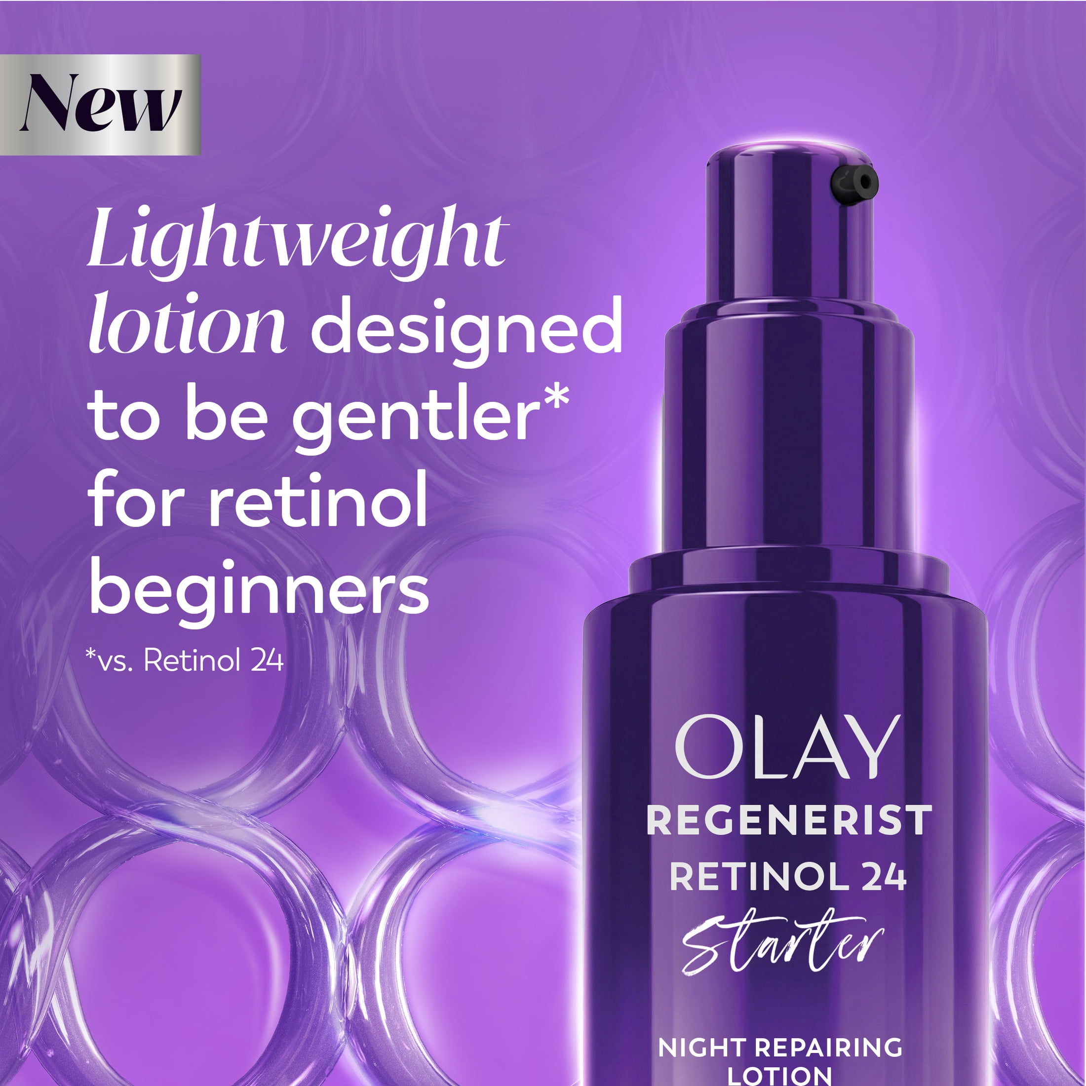 Olay Regenerist Retinol 24 Starter Night Repairing Lotion, Fragrance Free, Smooths & Evens Texture, 1.7 fl oz (50 mL)