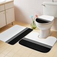 thumbnail image 2 of Black White Striped Bath Mat 3 Piece Bathroom Rug Set, Modern Abstract Art Aesthetics Non Slip Bath Rug Contour Mat and Toilet Lid Cover, Absorbent Shower Mats Soft Bath Rugs and Mats Sets, 2 of 8