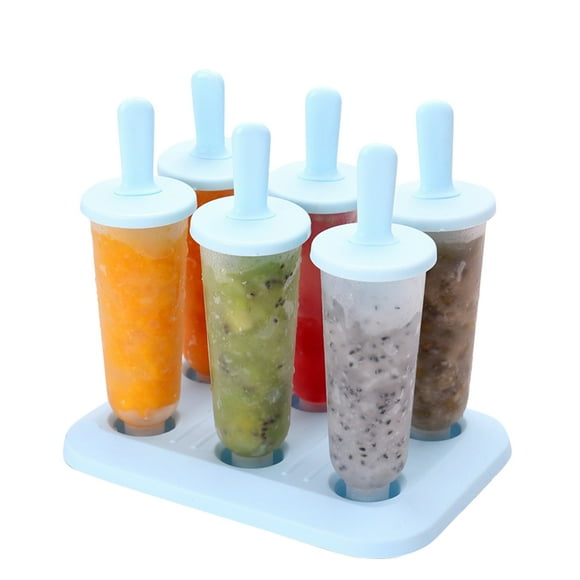 Molde redondo para 6 paletas de hielo, molde casero reutilizable para paletas de helado, herramienta para hacer helado con bandeja (azul cielo)