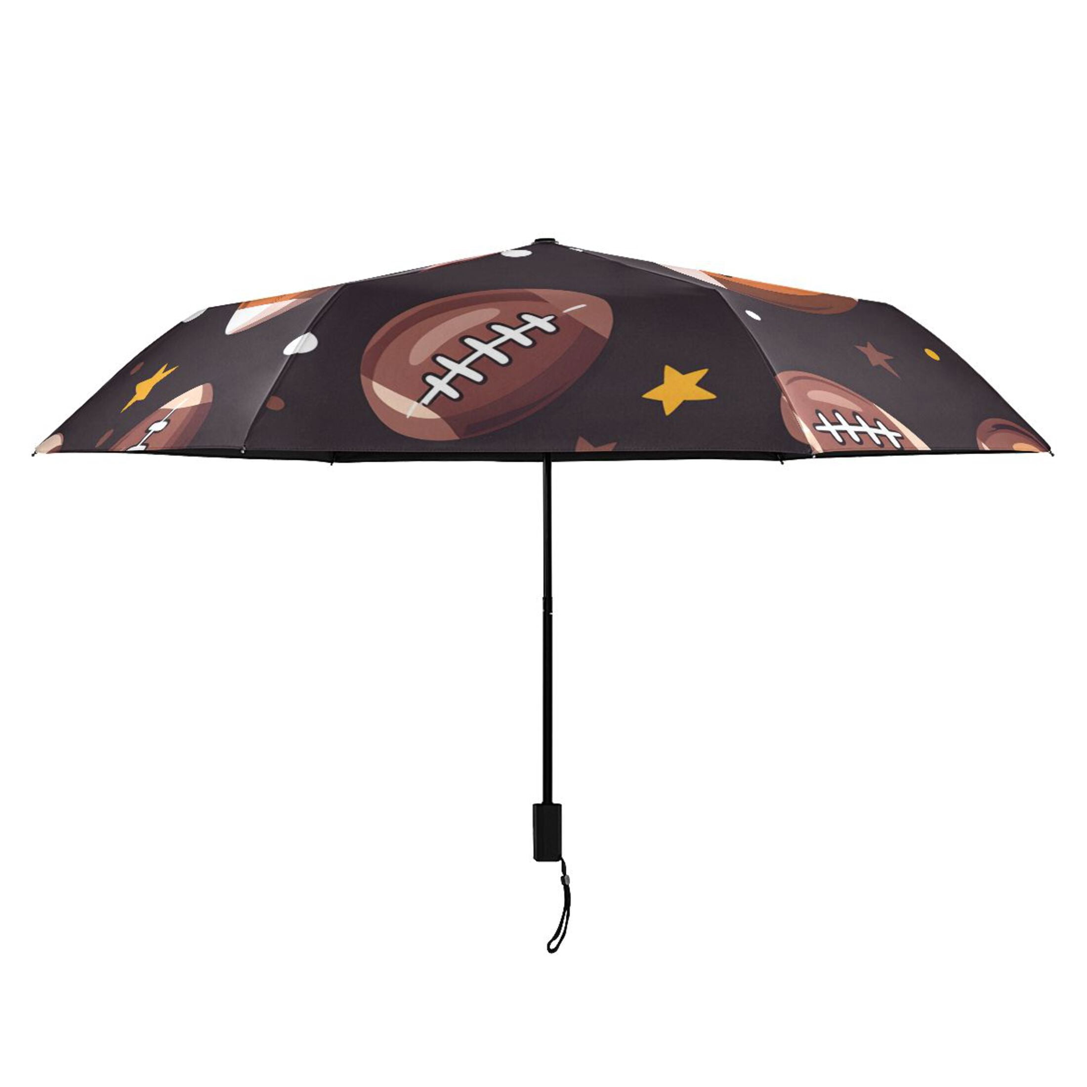ALAZA Rugby Football Stars UPF 50+ Compact Folding Umbrella for Rain Travel Umbrella Packable