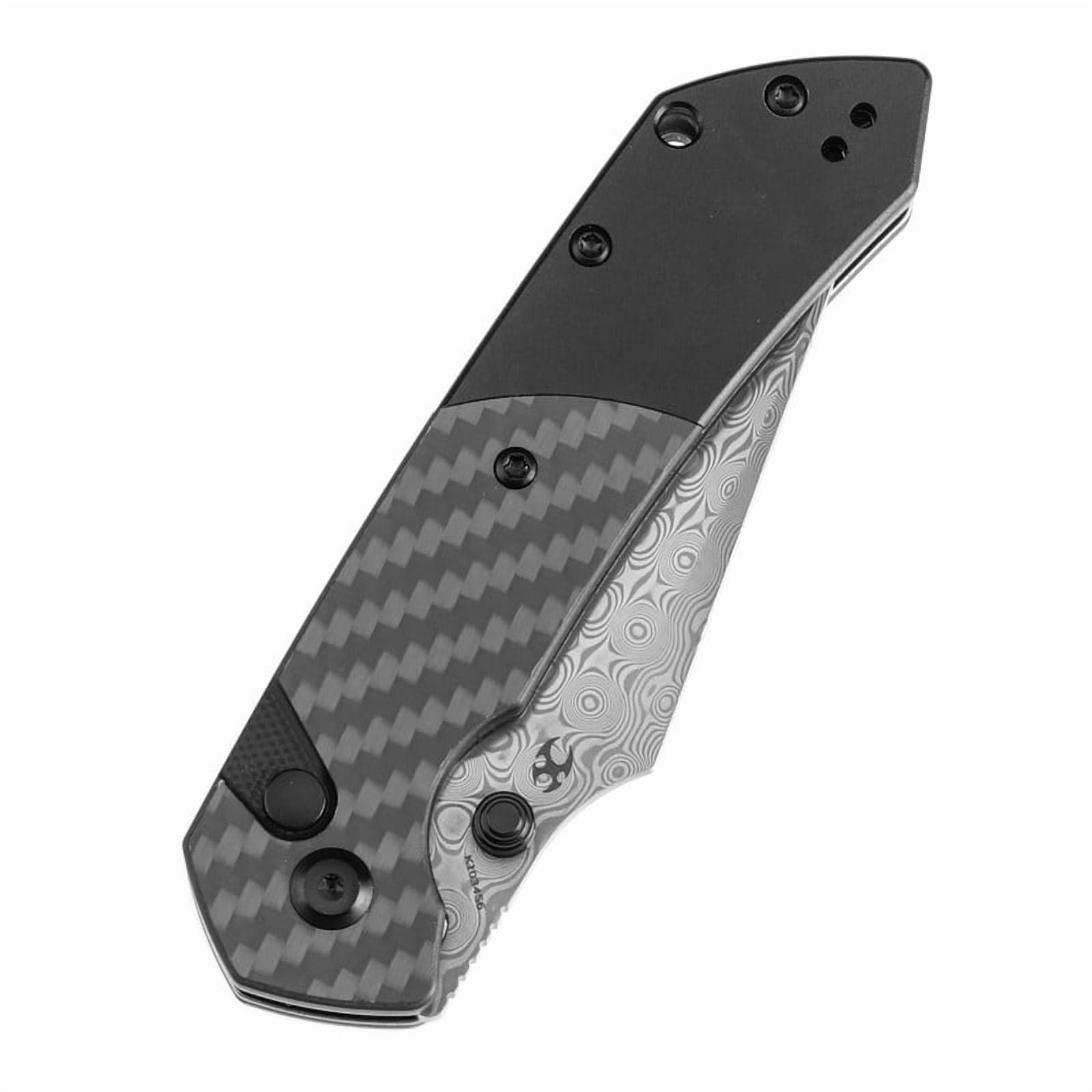 Kansept Fenrir Folding Pocket Knife 3.45''Damascus Blade,Carbon Fiber With Aluminum Handle,K1034S6