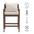 thumbnail image 3 of Counter Stool Chair, White, Fabric, Wood, Bar Pub Cafe Bistro Dining Kitchen Hospitality Restaurant, Modern Contemporary, HB37883, 3 of 9