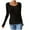 Black, variant on Women's U Neck Long Sleeve T Shirt Ribbed Knitted Basic Casual Pullover Fall Winter Fashion Top Burgundy
