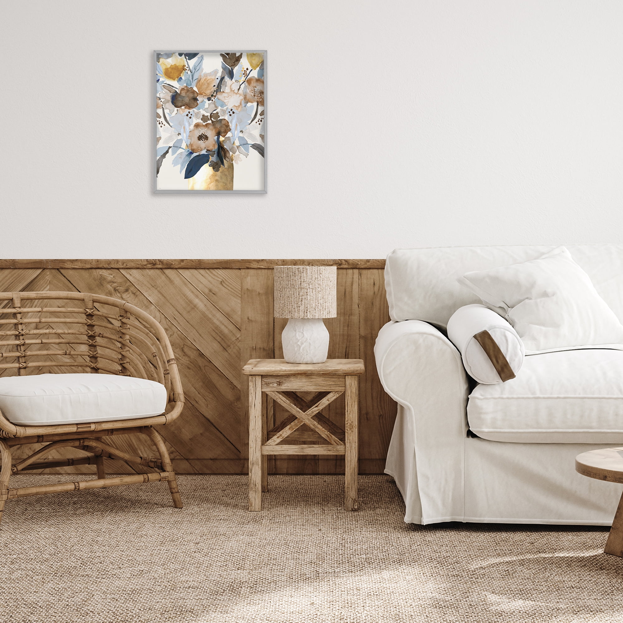 Stupell Industries Expressive Earthy Blossoms Gray Framed Giclee Art, design by Val Rhodes