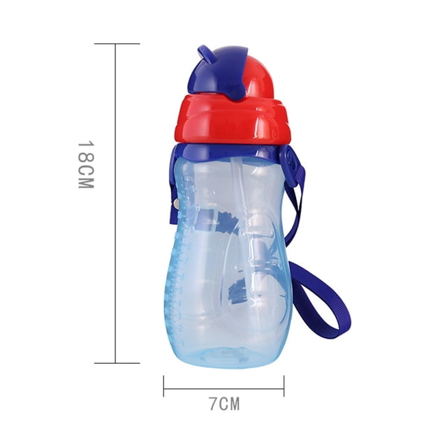 Vasos De Ahorro Jadeshay Biberón Con Dibujos Animados Biberón Con Pajita Portátil Color Azul 330ML