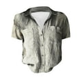 thumbnail image 4 of Womens Button Down Blouse Dressy Casual Floral Print Short Sleeved Lapel Collar Tunic Tops Stretch Comfy Loose Fit Shirts with Pockets, 4 of 4