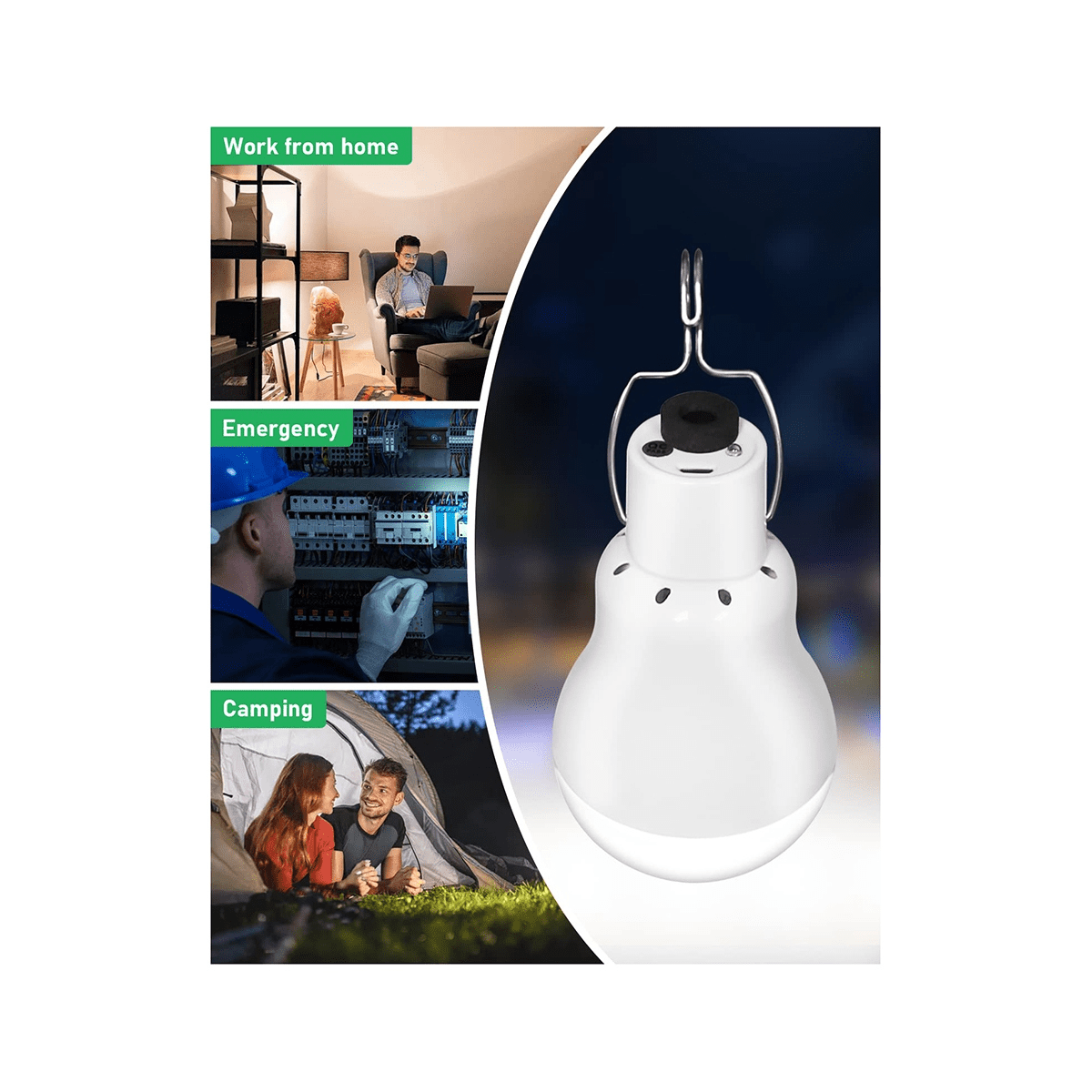 Portable Solar Light Bulbs,USB Rechargeable Emergency LED Bulbs with Remote for Shed Hiking Camping Tent 2 Set