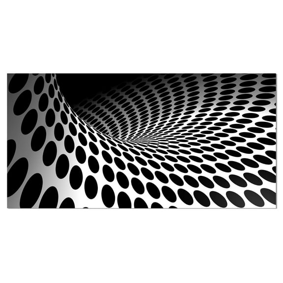 Designart 'Waves and Circles Black n’ White ' Abstract Canvas Art Print