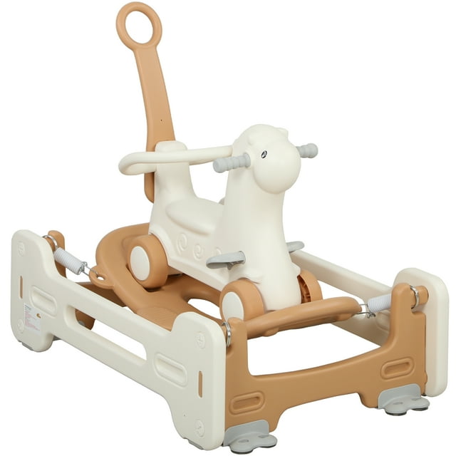 Qaba 5 in 1 Rocking Horse for Toddlers 1-6 Years with Balance Board, Brown