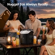 Simzlife 35lbs/24H Nugget Ice Maker Countertop,Portable Pebble Crushed Soft Chewable Ice Maker Machine with Self-Cleaning, Black