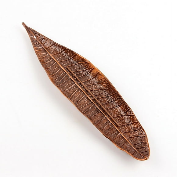 Hweilai Incense Holder, 25cm Metal Incense Holder Leaf Shape Incense Burner, Incense Stick Holder Ashtray Incense Holder Stick Home Decor Fragrance(Red Copper)