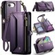 thumbnail image 1 of Funda tipo cartera para iPhone 16e con bloqueo RFID, tarjetero, cremallera y ranura para billetes, correa de hombro magnética de piel sintética suave para mujer, 1 of 10
