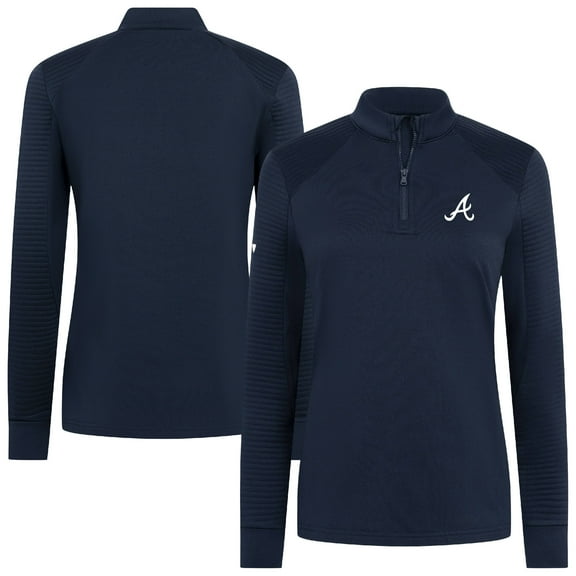Women's Levelwear Navy Atlanta Braves Power Insignia 2.0 Quarter-Zip Pullover Top