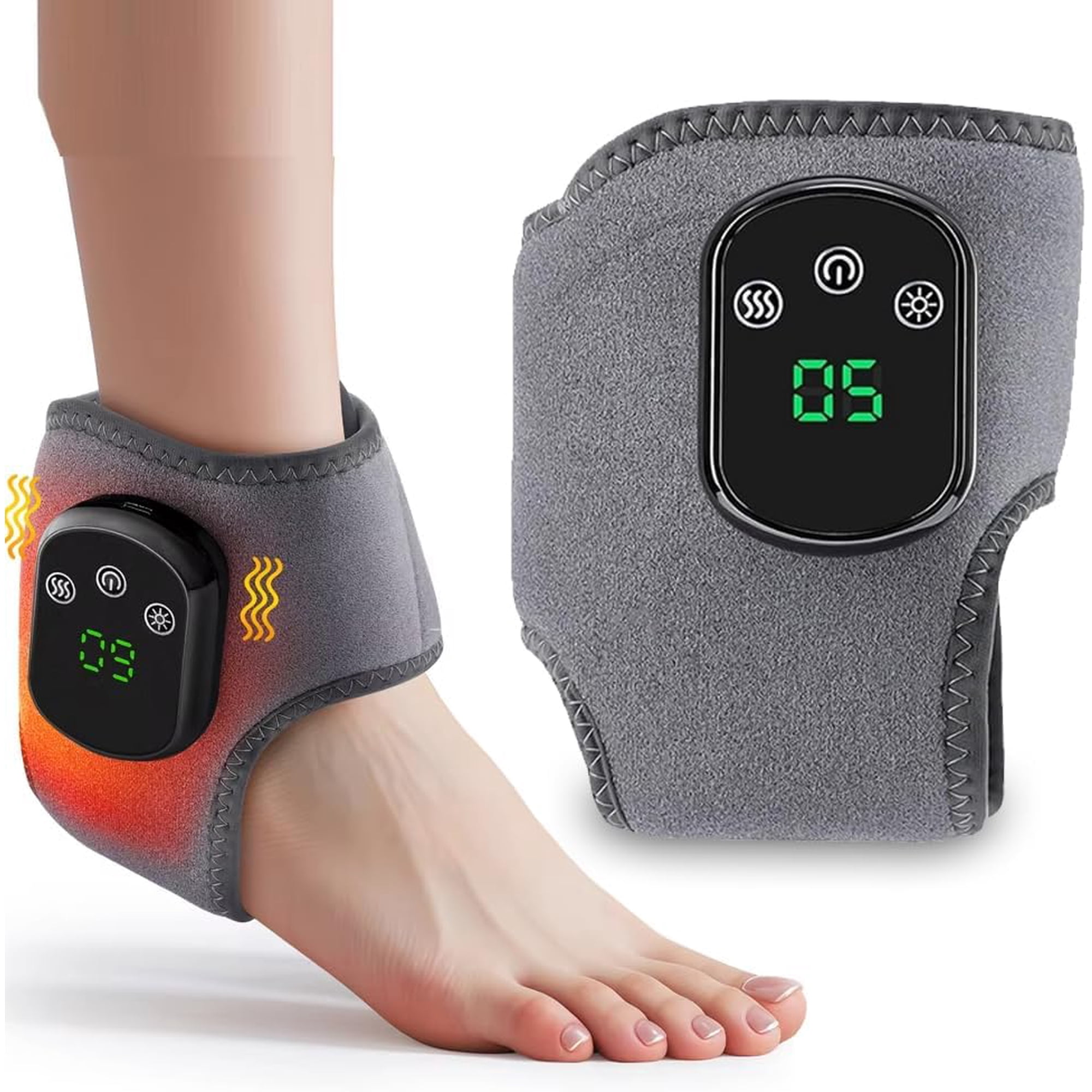 Foot Renew Triple Method Massager, Wireless Heated Foot Massagers with 3 Vibration Modes & 5 Heat Levels, Heated Ankle Wrap Fatigue Relief for Feet & Ankles
