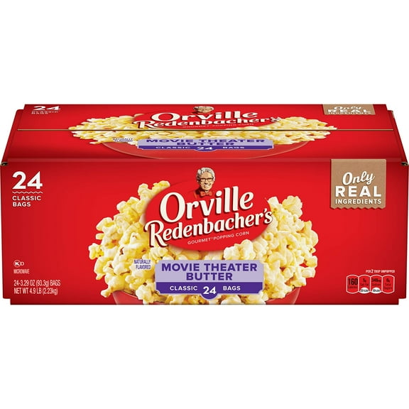 Orville Redenbacher's Movie Theater DNF2 Butter Microwave Popcorn, 3.29 Ounce Classic Bag, 24-Count