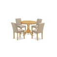 thumbnail image 2 of East West Furniture ANAB5-OAK-04 5Pc Round 36" Table and 4 Parson Chairs With Oak Leg and Linen Fabric Light Fawn Finish, 2 of 2