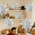 thumbnail image 6 of Sylvtty 6Pcs 3D Holographic Snowflake Decorations Waterproof Glitter Paper Snowflakes Winter Home Decor for Christmas New Year's Birthday Parties, 6 of 7