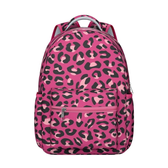 Leopard Print Backpack for School,Cute School Bag,Schoolbag with Adjustable Shoulder Straps & Padded Back,15.3"x11"x7.1".