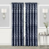 Andriyani 1pc Charlotte Rod Pocket Window Curtain Panel - 52x84 - Navy