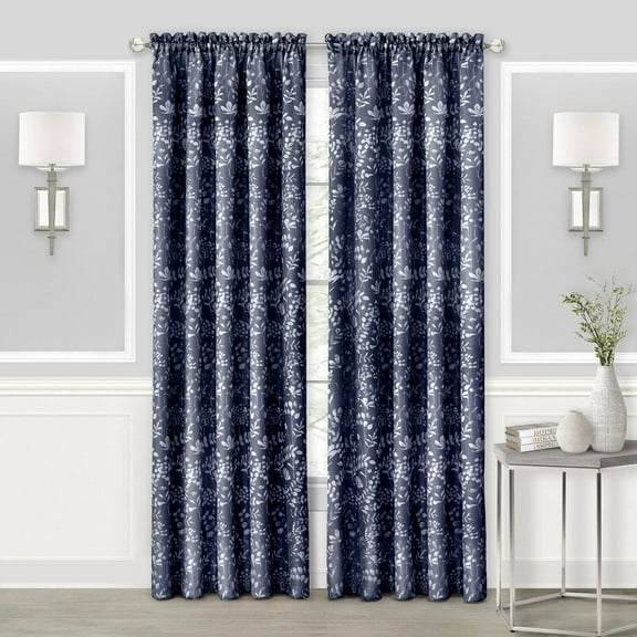 Andriyani 1pc Charlotte Rod Pocket Window Curtain Panel - 52x84 - Navy
