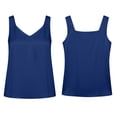 thumbnail image 4 of Alun Summer Satin Tank Tops for Women Lightweight Breathable V-Neck Sleeveless Wide Shoulder Strap Camisole Loose Comfortable Casual Wear 1-Navy XL, 4 of 4