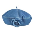 thumbnail image 4 of Boina de mujer, sombrero de moda para fiestas de primavera, viajes, festivales, tocados y disfraces. Azul vaquero, 4 of 9