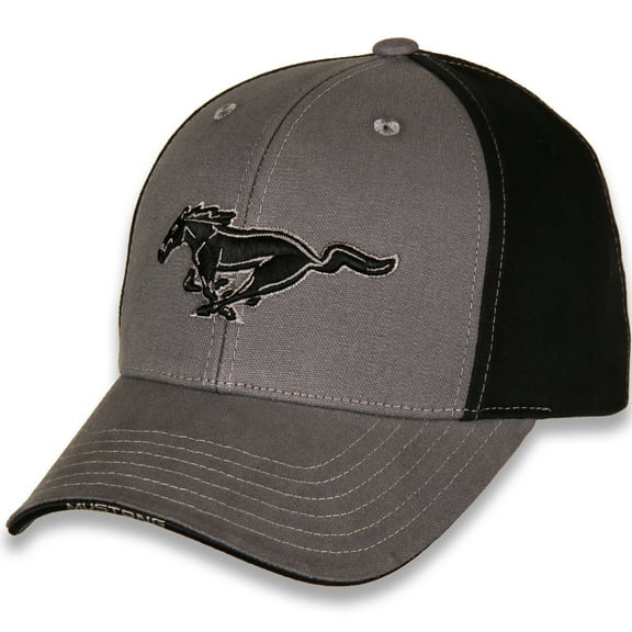 Ford Mustang Men's Official Licensed Embroidered Mustang Pony Logo Hat Cap - Grey/Black