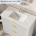 thumbnail image 3 of 36" Fluted Bathroom Vanity with Sink, Farmhouse Freestanding Bathroom Sink Cabinet with 2 Drawers & 1 Flip-Down Drawer, Easy Assembly & Cleaning, White, 3 of 7