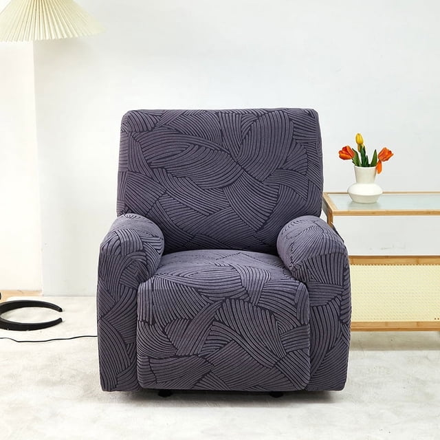 Nvzi Funda de sofá elástica de color sólido, funda de silla reclinable para sala de estar, fácil de instalar, lavable, protector de sofá (gris oscuro, 1 asiento)