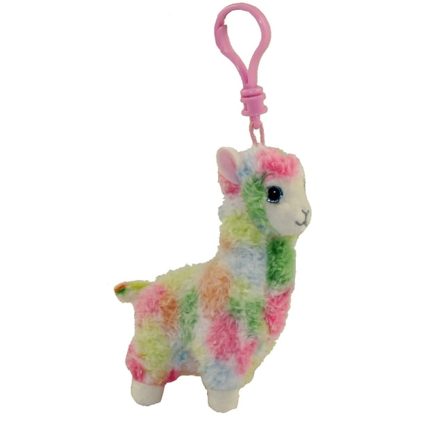 TY TY Beanie Baby LOLA the Rainbow Llama (Plastic Key Clip) (4 inch