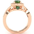 thumbnail image 3 of Three Stone Lab-Created Emerald Diamond Peekaboo Halo Engagement Ring In 14k Rose Gold, 3 of 6