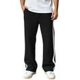 thumbnail image 4 of FASHOFT Mens Baggy Wide Leg Sweatpants Y2K Striped Side Drawstring Waist Barrel Track Casual Sweat Pants with Pockets Black L, 4 of 4