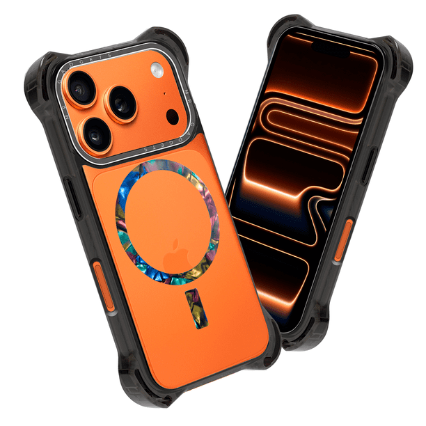 Mr. Gadgets Funda De Uso Rudo Para iPhone, Diseño Magnetico, Case Transparente De Acrilico Epoxi, Tecnología Ultra Bounce, Anti-caídas Compatible Con iPhone 17 Pro Max Color Negro Coral