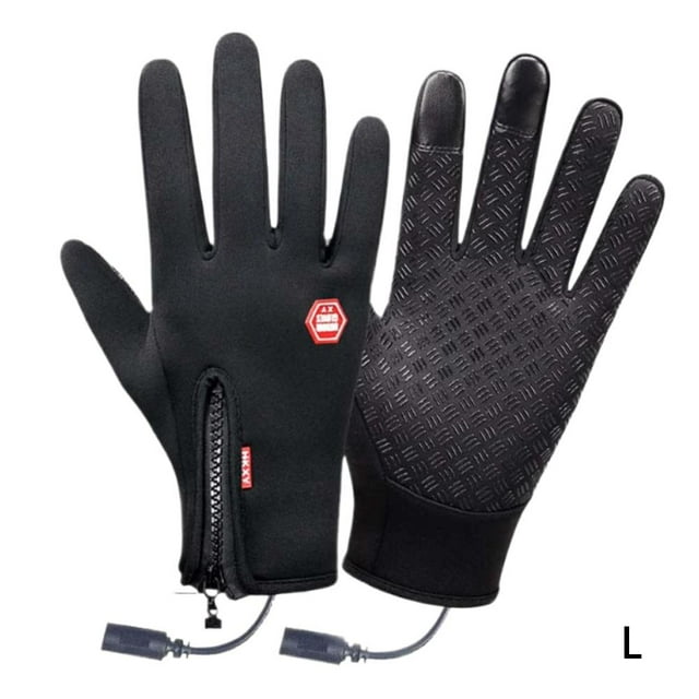 USB Heating Gloves, Black, M/L/XL, Touchscreen, Anti-Slip, for Skiing, Cycling, Camping