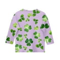 thumbnail image 4 of St Patricks Day Shirts Girls 3/4 Sleeve Irish Shamrock Shirts St Patrick's Day Clover Graphic Tops Casual Crewneck Cute T-Shirts,Purple 10-11 Years, 4 of 4