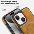 thumbnail image 5 of Magnetic for iPhone 13 Premium PU Leather Case,Built-in Invisible Stand [Compatible with Magsafe] Protective Slim Kickstand Phone Cover Compatible with iPhone 13, Brown, 5 of 10