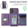 thumbnail image 3 of Case For IPhone 16 6.1" RFID Blocking Protective Purse Case With Magsafe 7-card Slots Kickstand 2 In 1 Detachabl Flip Shockproof Protective Leather Cover,Purple,For iPhone 16, 3 of 7