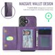 thumbnail image 3 of Case For IPhone 16 Funda Protectora RFID de 6,1" con Ranuras para 7 Tarjetas Magsafe, Soporte 2 en 1, Funda Protectora de Cuero Desmontable a Prueba de Golpes, Morado, For IPhone 16, 3 of 7