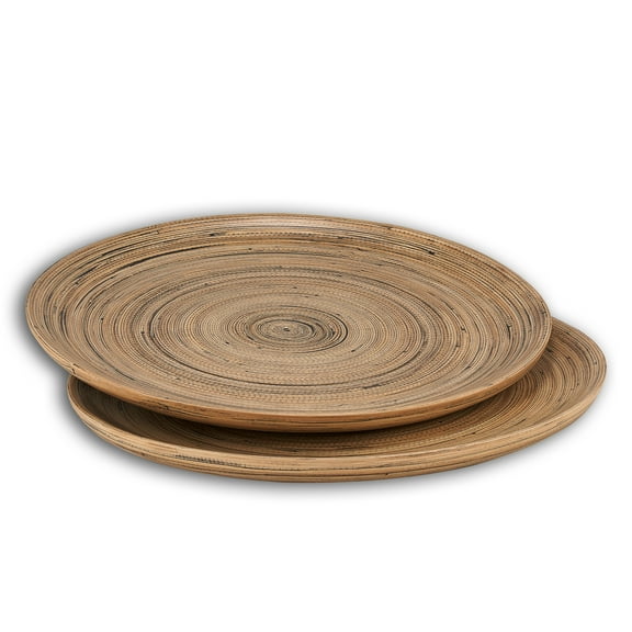 Lexa Bamboo Serving Tray Set, 12 Inch x 2, Black Bamboo
