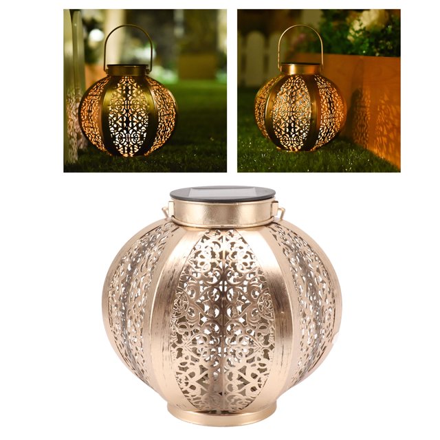 Outdoor Waterproof Solar Lantern, Actinomorphous Shadow LED Solar Lantern Hollow Out For Backyard For Patio